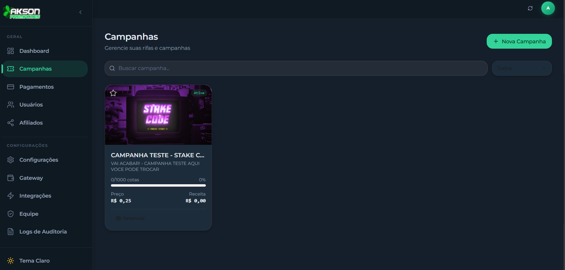 Campanhas Admin